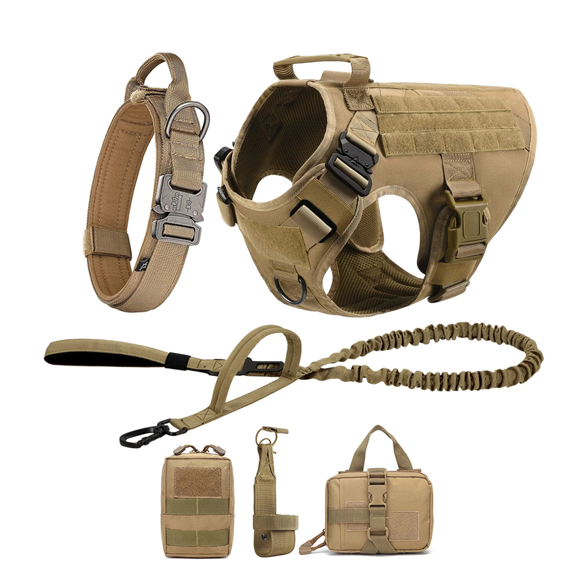 Padded Tactical Dog Harness With Quick Release Molle Pockets