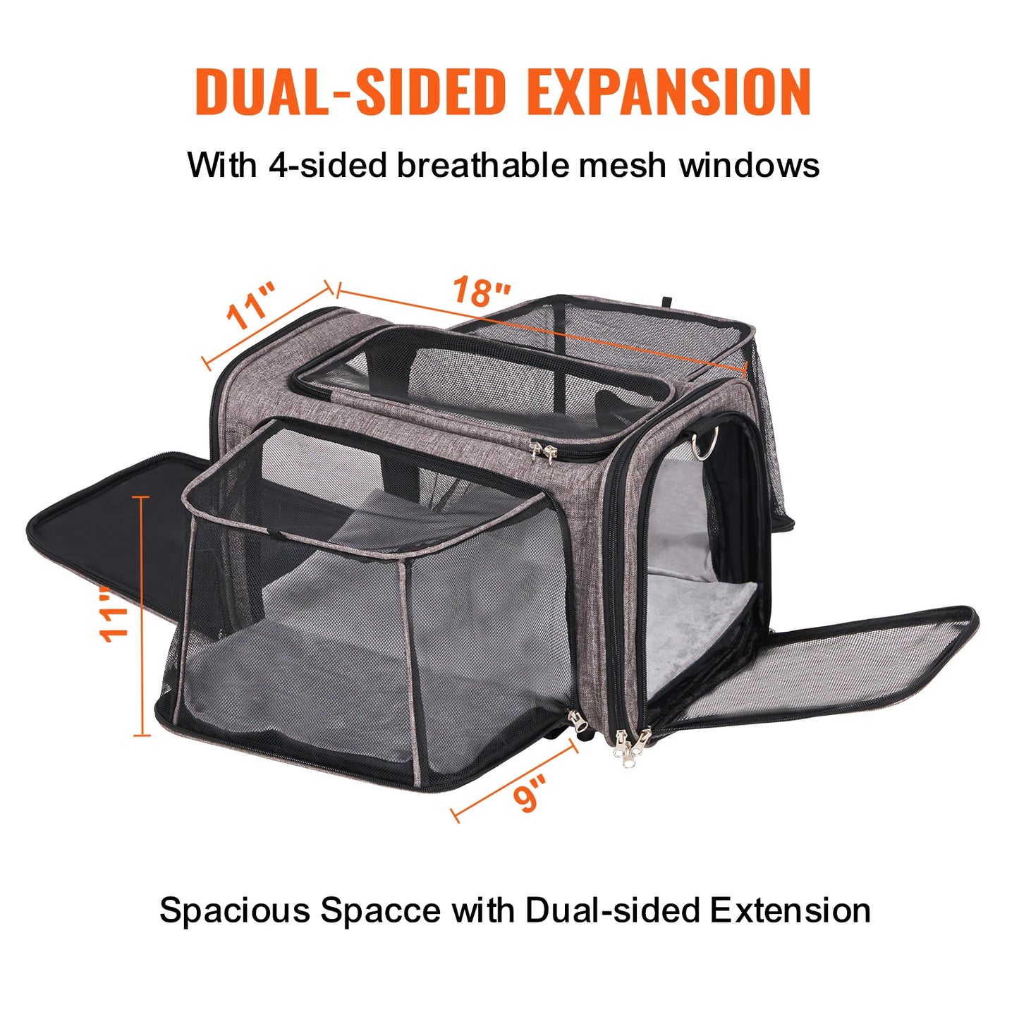 Wheeled Pet Carrier Backpack With Telescopic Handle For Travel