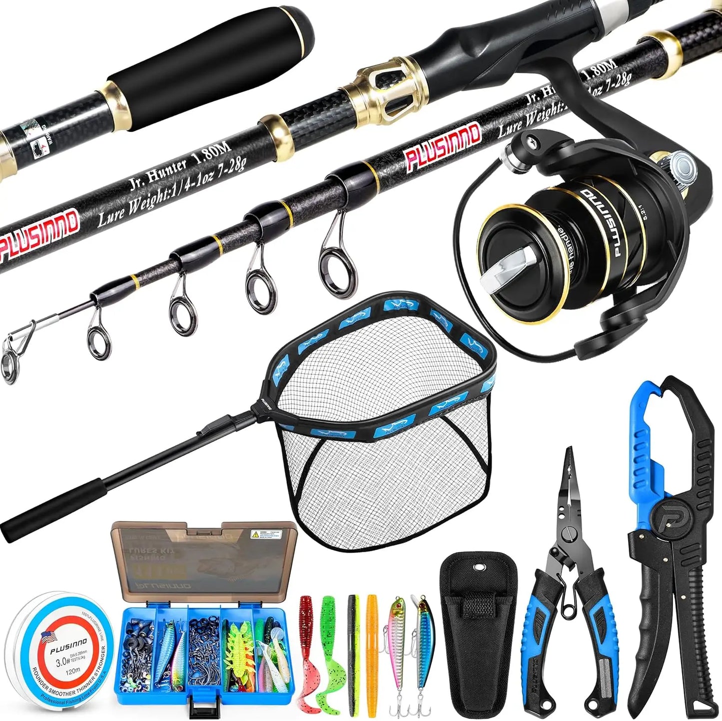 YTYIN Spinning Fishing Rod And Complete Fishing Gear Kit