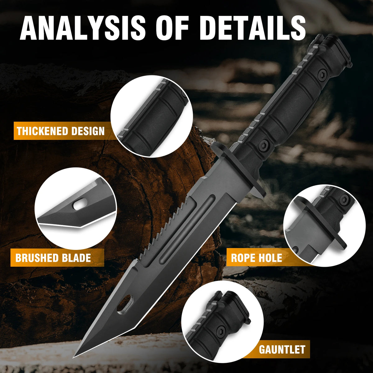 Gdekls Stainless Steel Outdoor Fixed Blade Survival Camping Knife