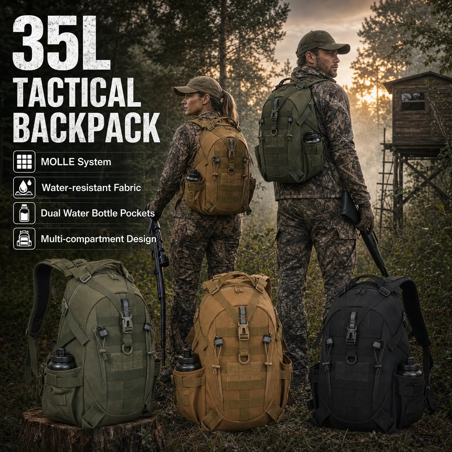 ReFire Gear Tactical Hunting Backpack With Molle System Compression Straps