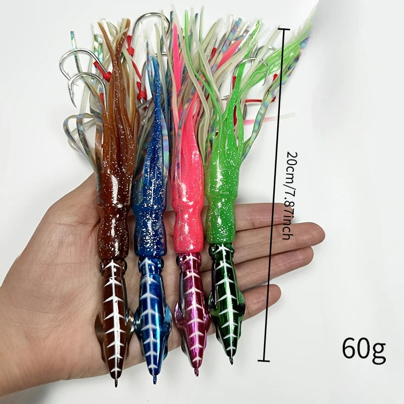 Slow Jig Squid Head Trolling Bait Deep Sea Fishing Lures