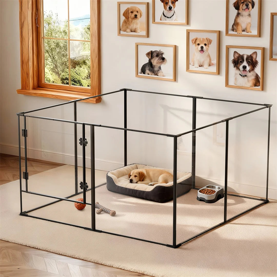 BINGOPAW Acrylic Dog Playpen for Indoor Exercise and Puppy Training