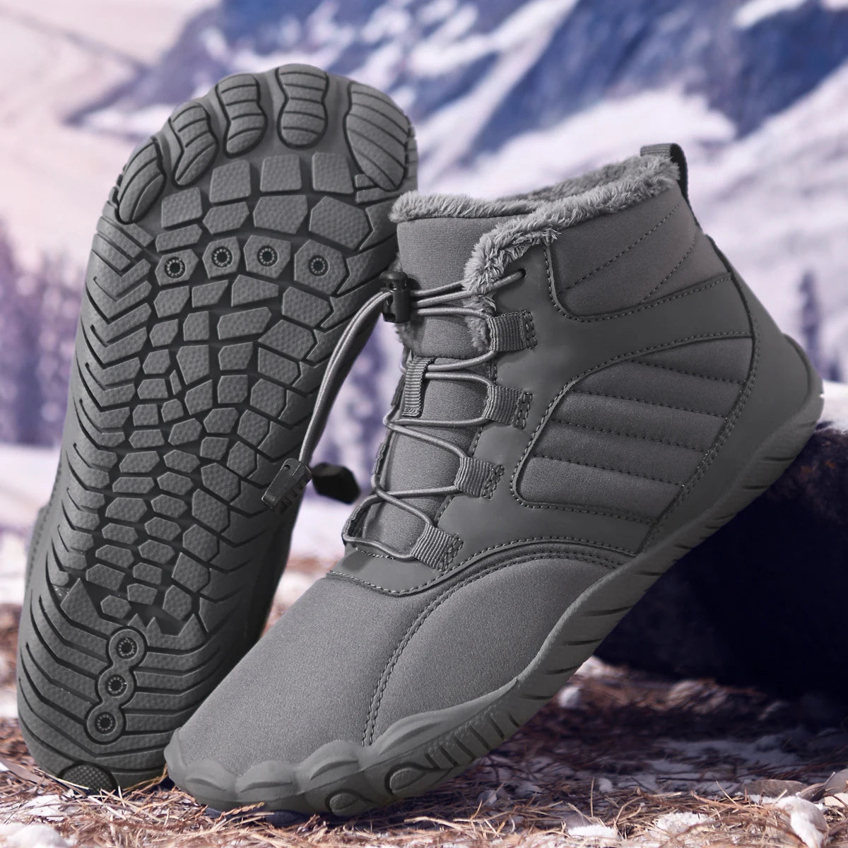 Unisex Winter Fleece Lined Five Toe Snow Boots For Hiking