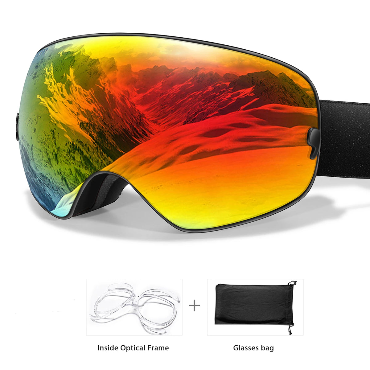UV400 Antifog Ski Goggles Polycarbonate Lens For Outdoor Sports