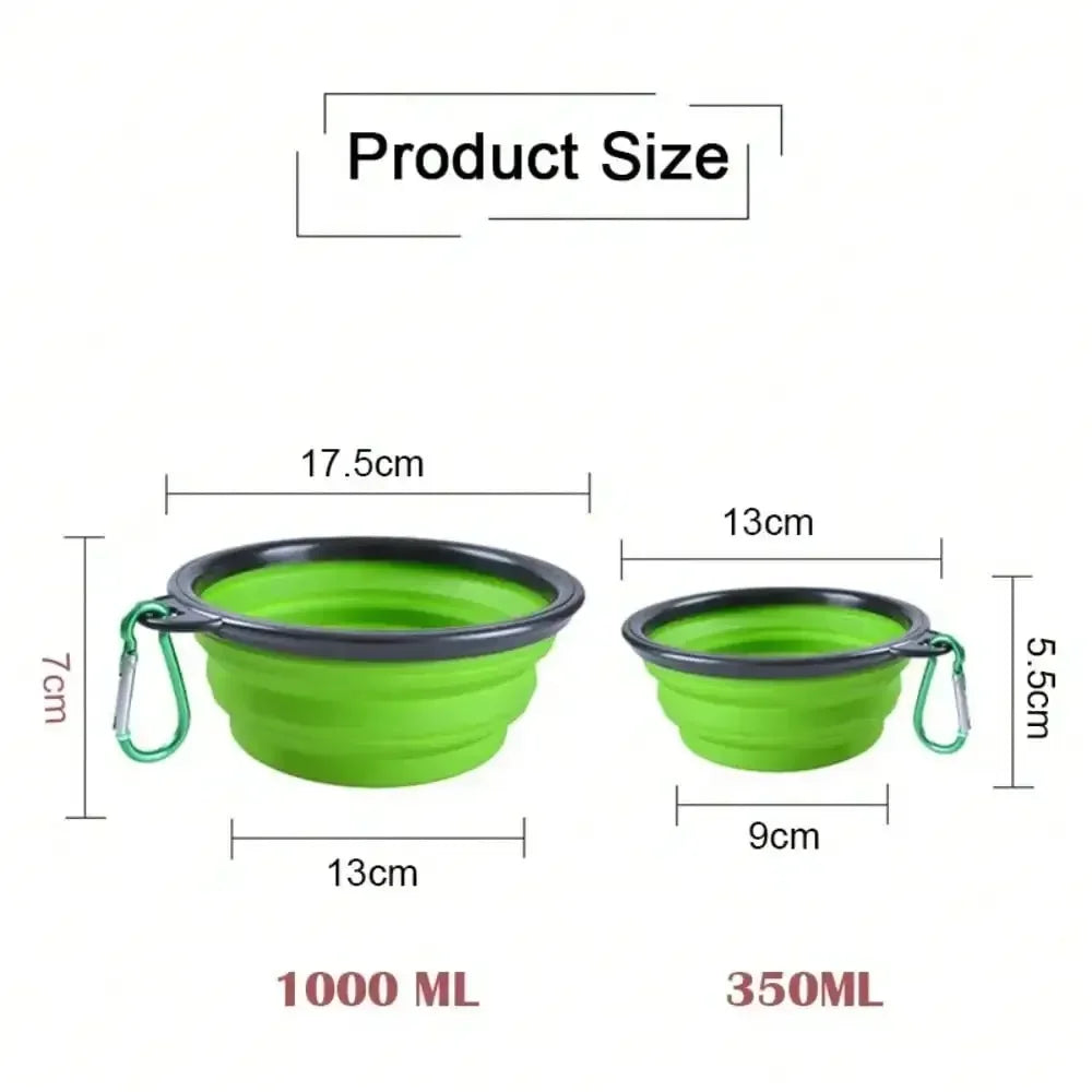Folding Portable Pet Bowl And Food Dispenser With Carabiner