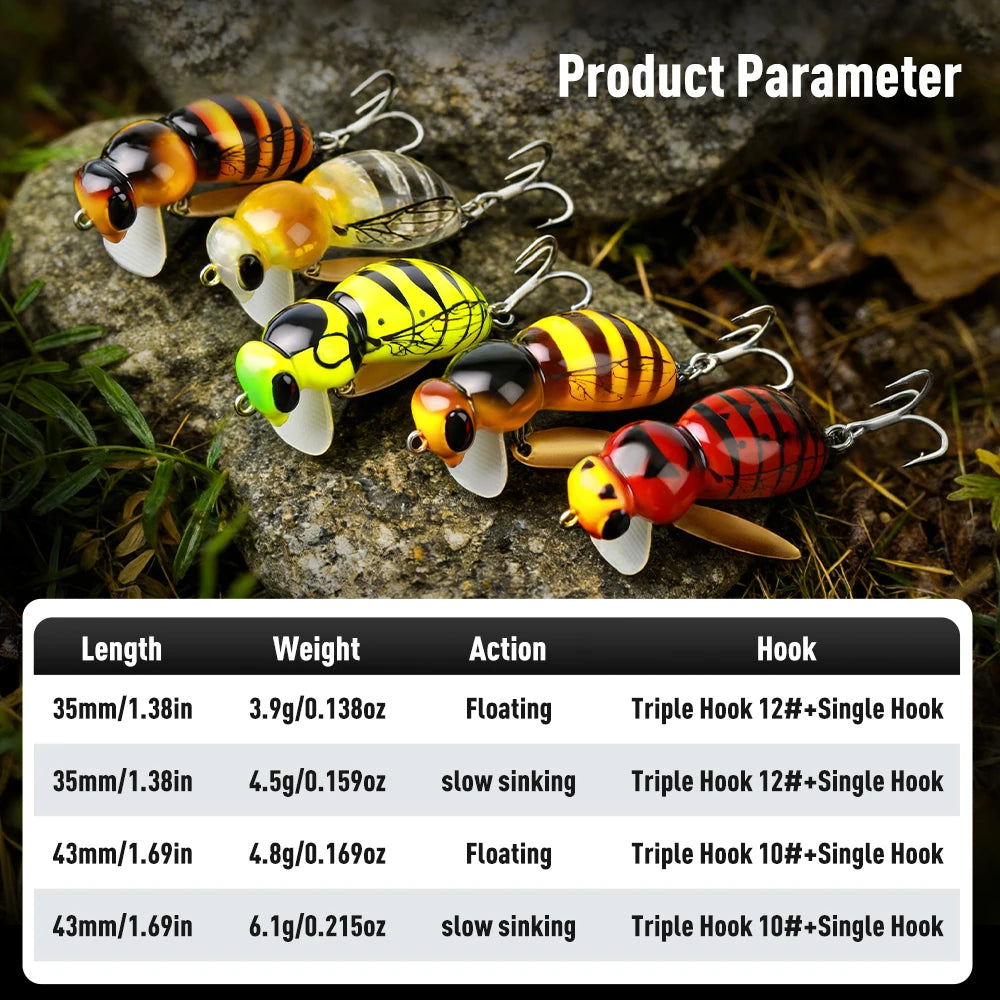 Kingdom Floating Wasp Minnow Fishing Lure With Spinner Hook