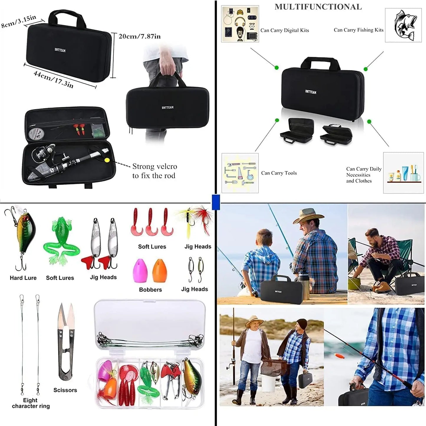 YTYIN Carbon Fiber Telescopic Spinning Fishing Rod Combo