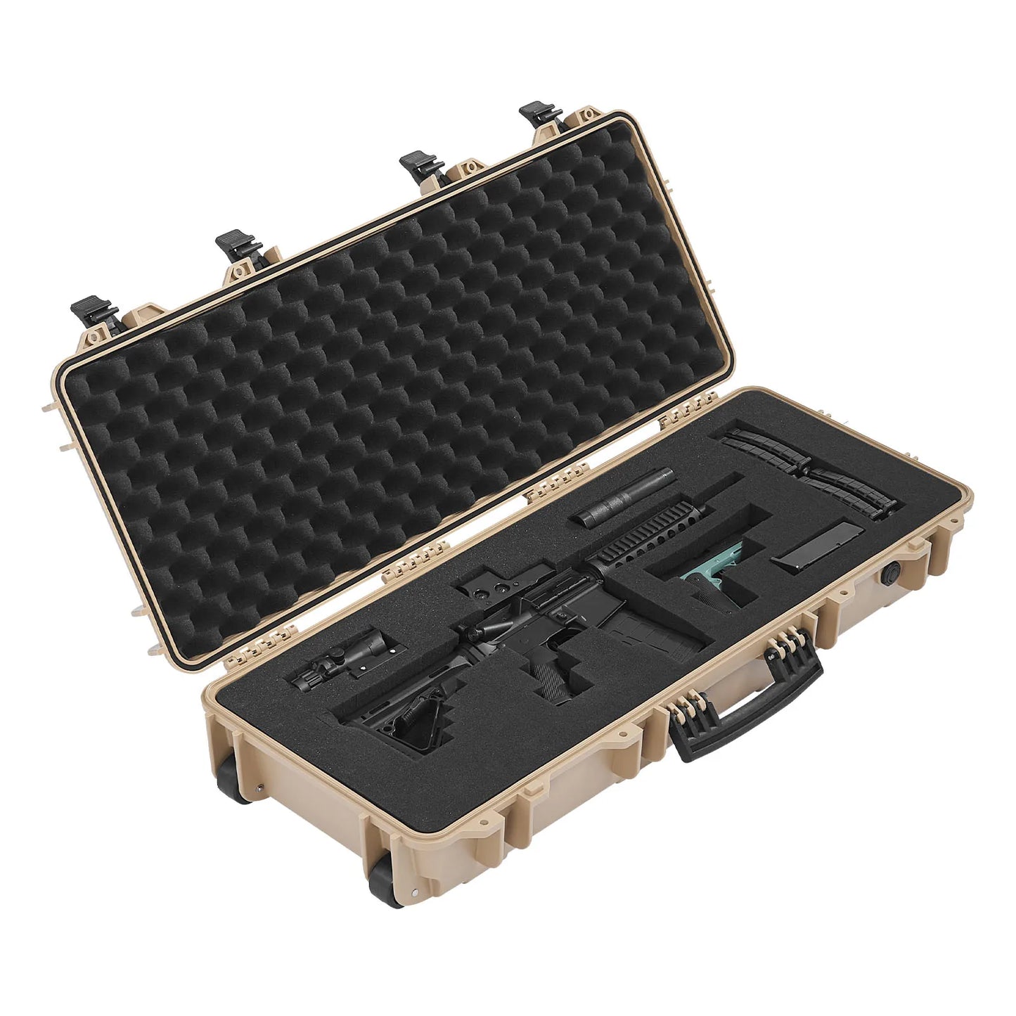 SucceBuy Hard Lockable Rifle Case With Wheels And Custom Foam Pads