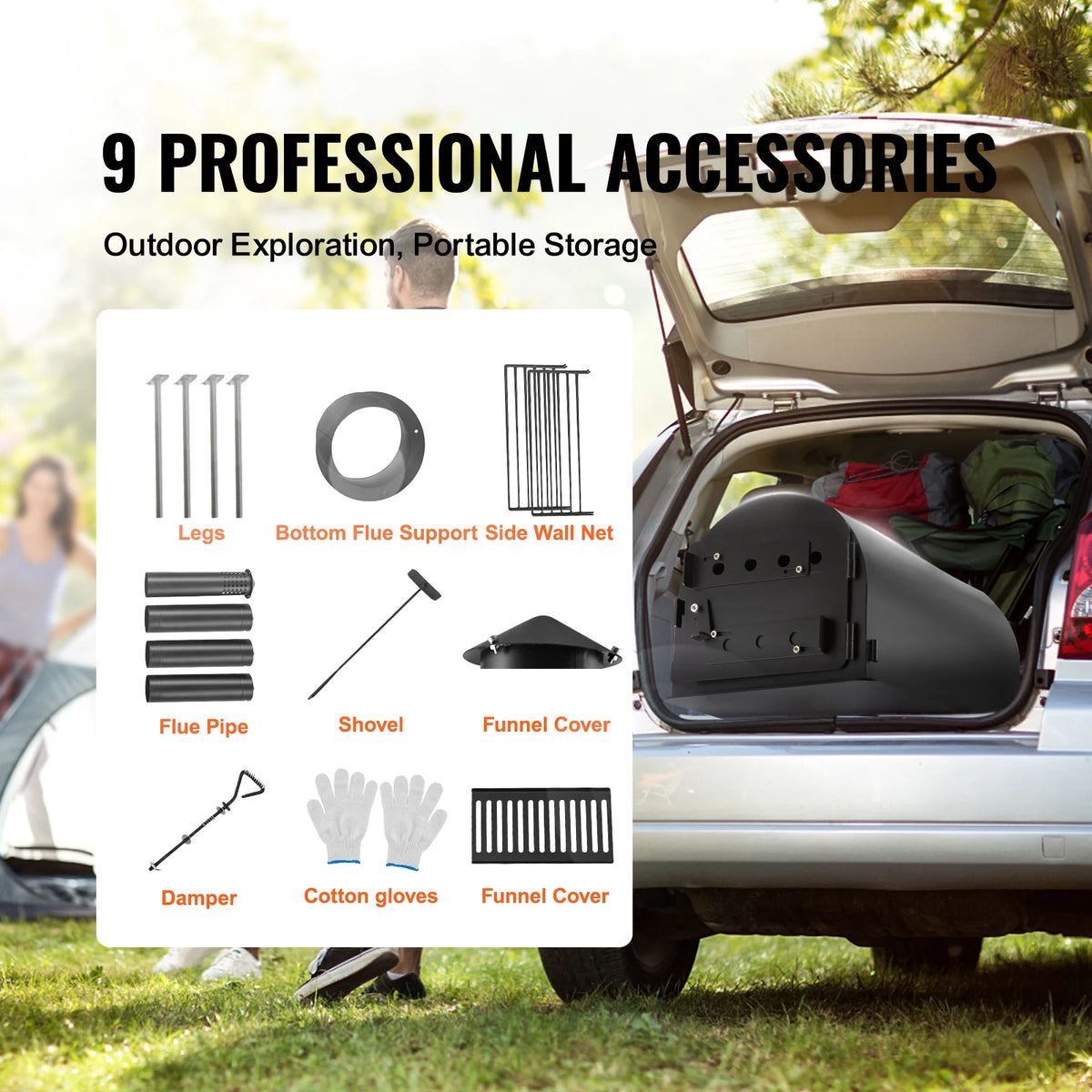 SucceBuy Portable Wood Stove With Chimney Pipe For Camping