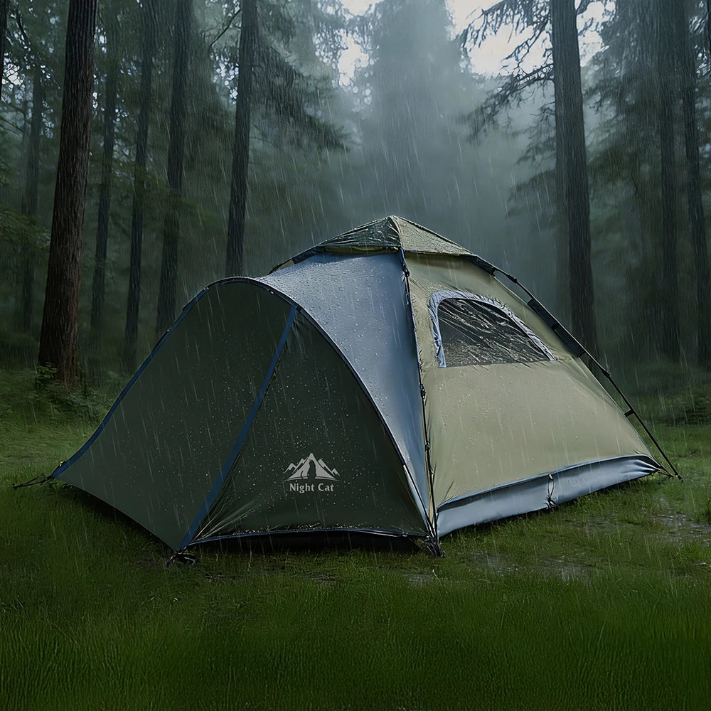 Night Cat Instant Hydraulic Camping Tent Double Layer Waterproof