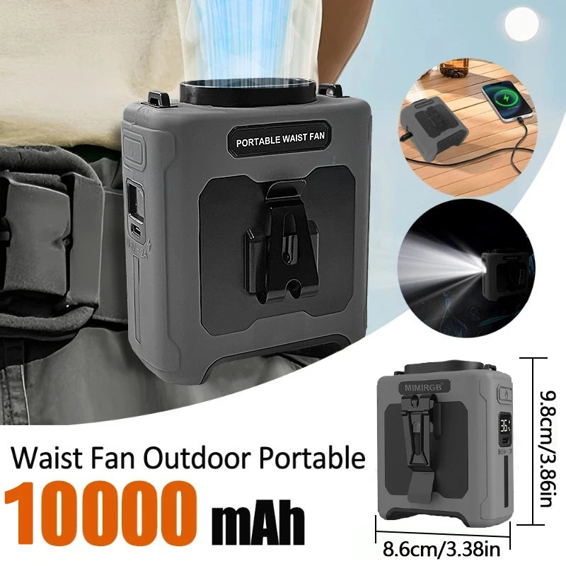 Neck Fan With Waist Clip And Integrated Flashlight Power Bank