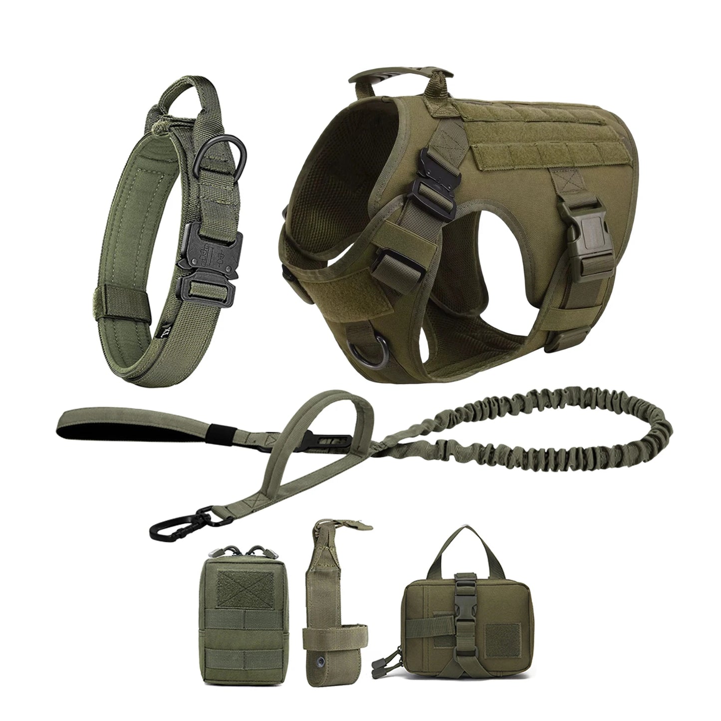 Padded Tactical Dog Harness With Quick Release Molle Pockets