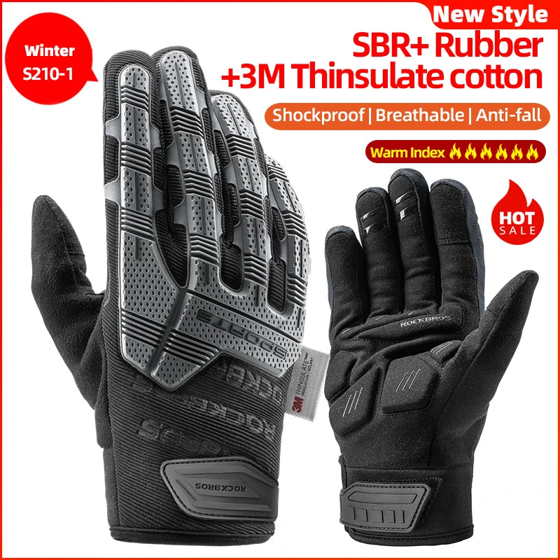 ROCKBROS Full Finger Gel Cycling Gloves Breathable Shockproof Grip