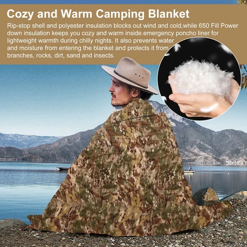 Tactical Camouflage Quilted Water Repellent Blanket For Camping Hunting
