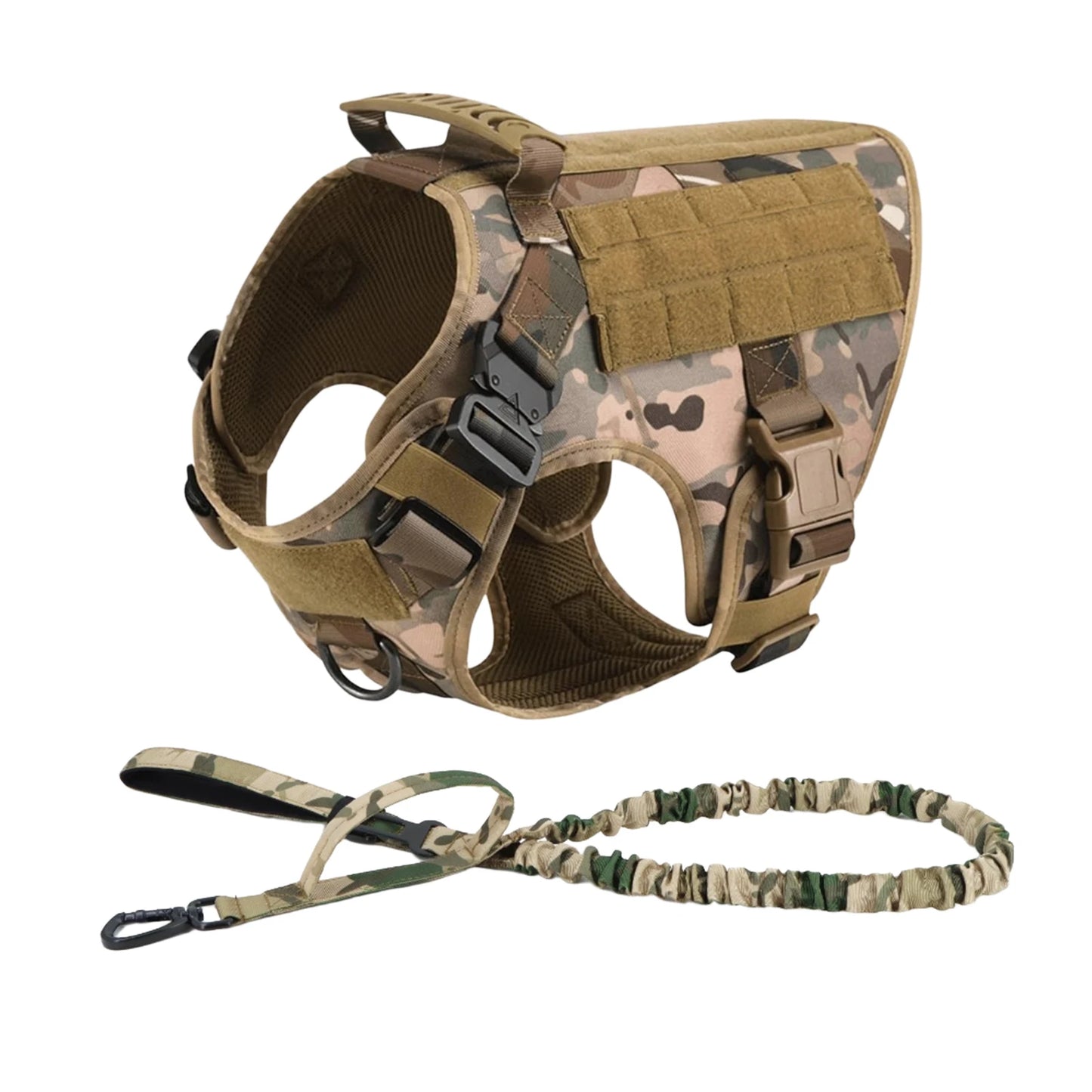 Padded Tactical Dog Harness With Quick Release Molle Pockets