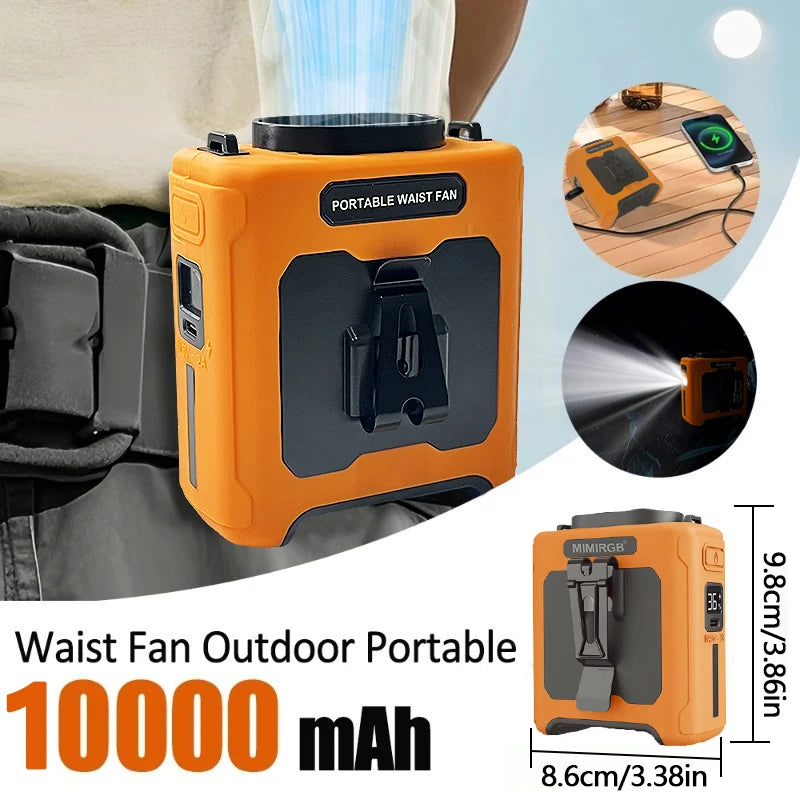 Neck Fan With Waist Clip And Integrated Flashlight Power Bank