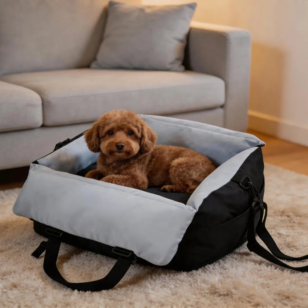 BORWART Dog Car Seat With Safety Belt And Storage Pocket