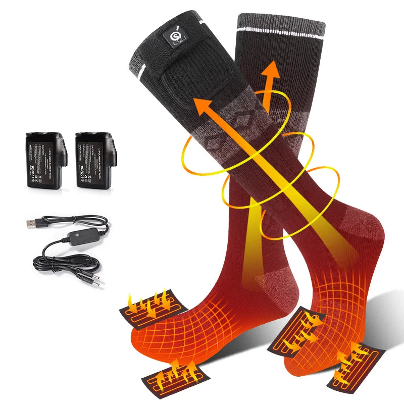 Snowdeer Rechargeable Heated Socks Electric Winter Thermal Cycling Warmth