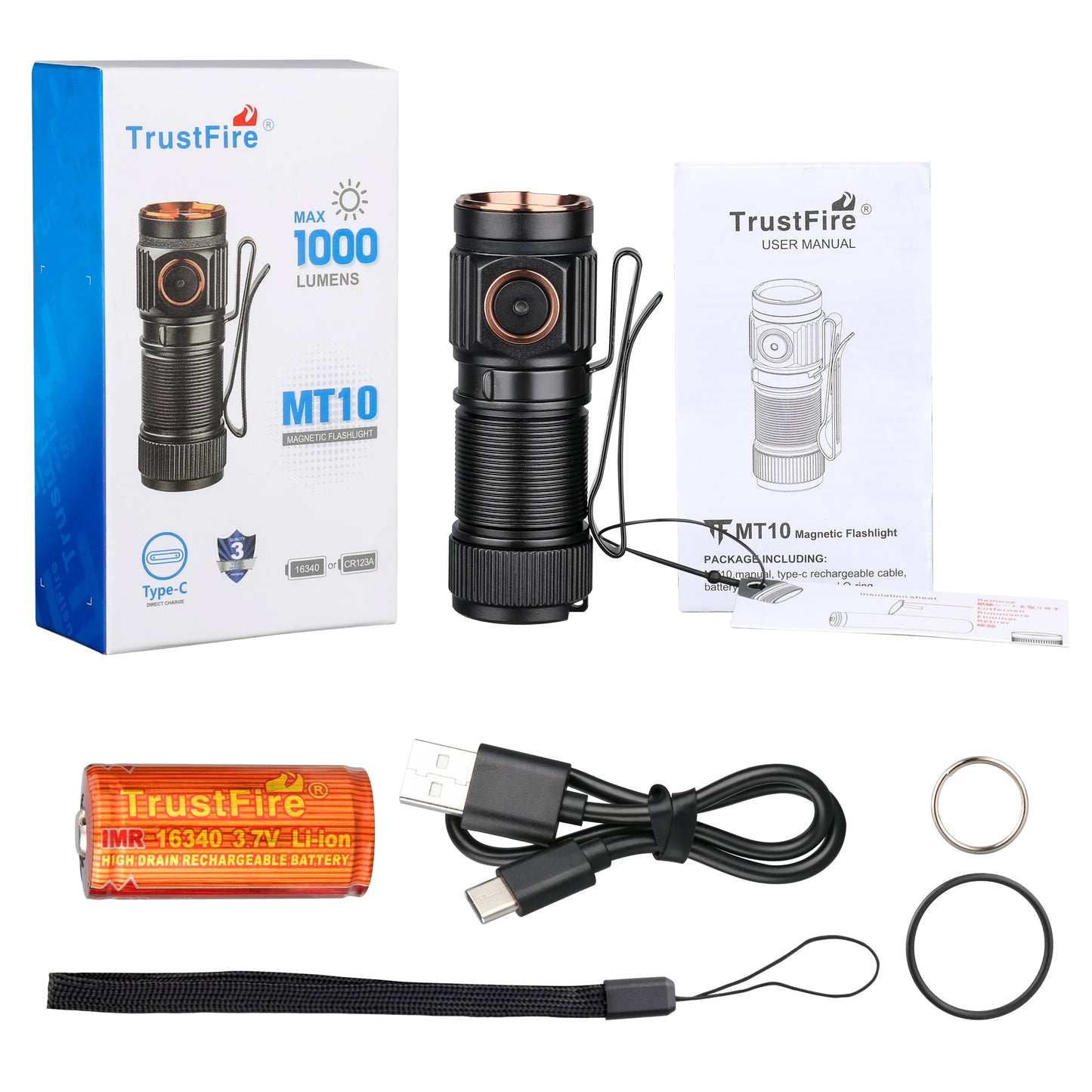 TrustFire MT10 1000 Lumens Rechargeable LED EDC Magnetic Flashlight
