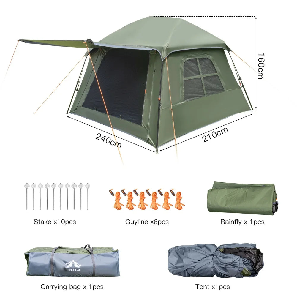 Night Cat Waterproof Popup Camping Tent With Instant Easy Setup