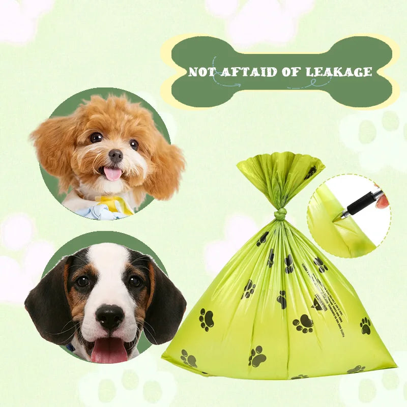 10 Extra Thick Leakproof Dog Poop Bags Paw Print Design