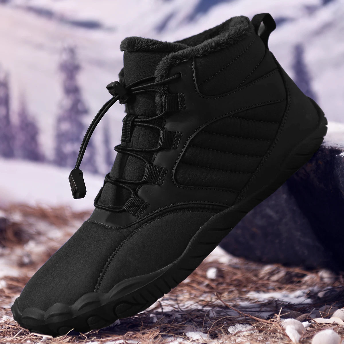 Unisex Winter Fleece Lined Five Toe Snow Boots For Hiking