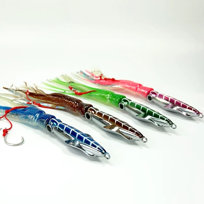 Slow Jig Squid Head Trolling Bait Deep Sea Fishing Lures