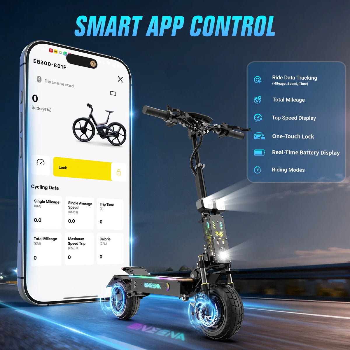 OneCna Gt7 Dual Motor Electric Scooter Featuring App Control
