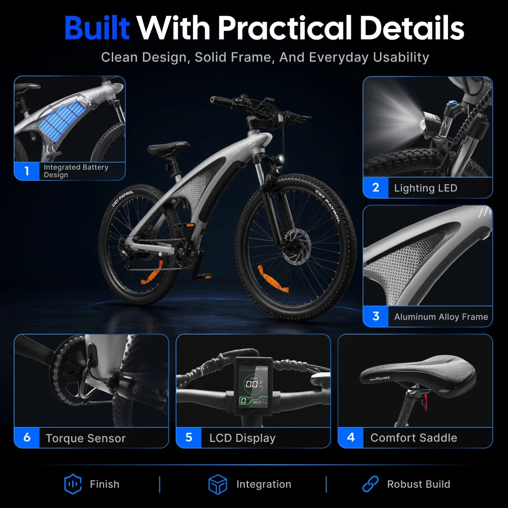 Huanci Electric Mountain Bike With Torque Sensor And Removable Battery