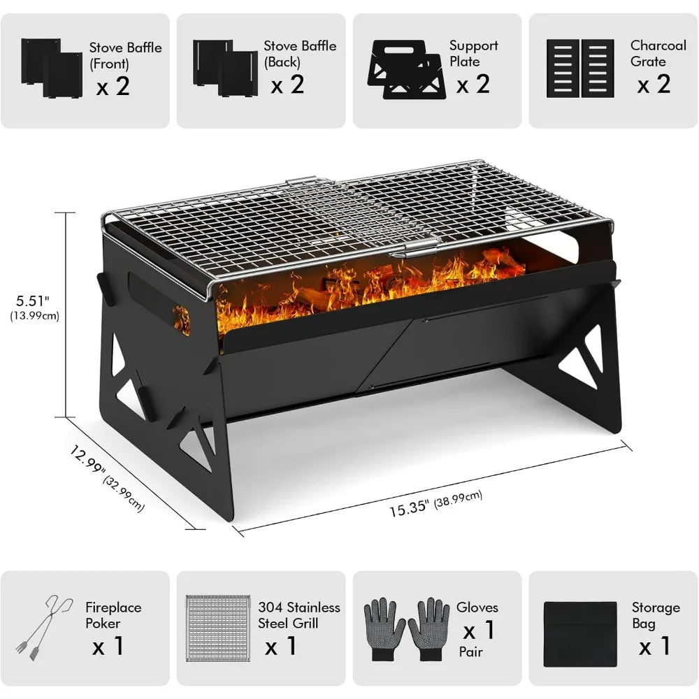 XIUWO Portable Folding Charcoal Grill For Camping And Outdoor Cooking