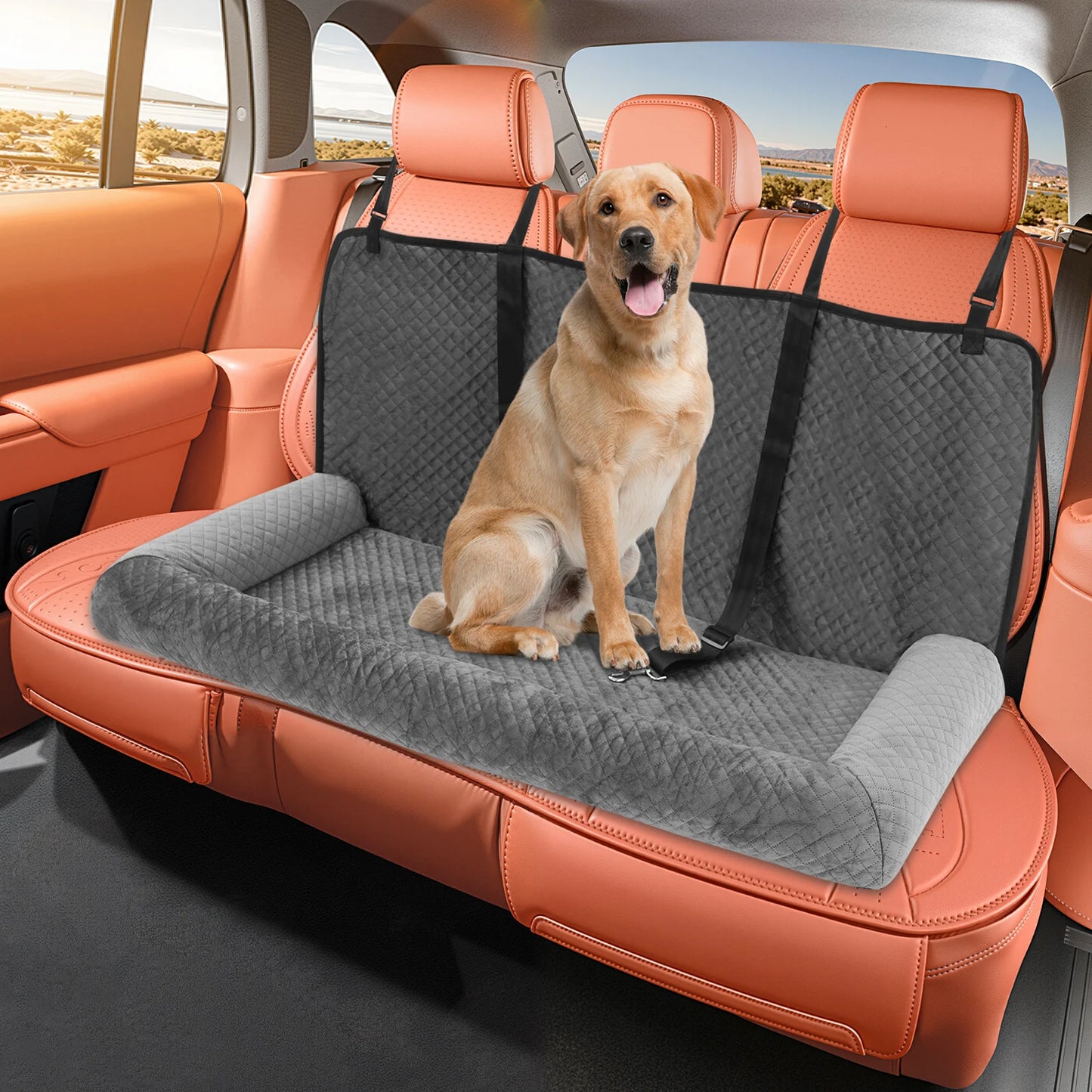 Bymaocar Comfortable Dog Car Seat With Safety Tethers And Buckles
