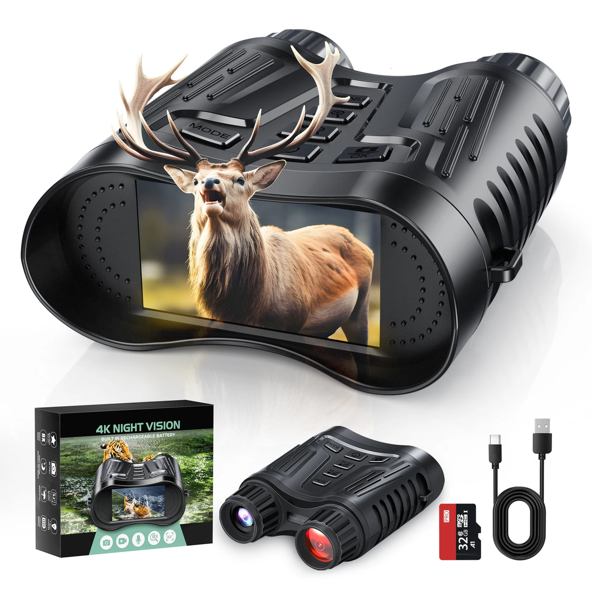 DIYIMIN Night Vision Binoculars With Infrared Illuminator And Zoom
