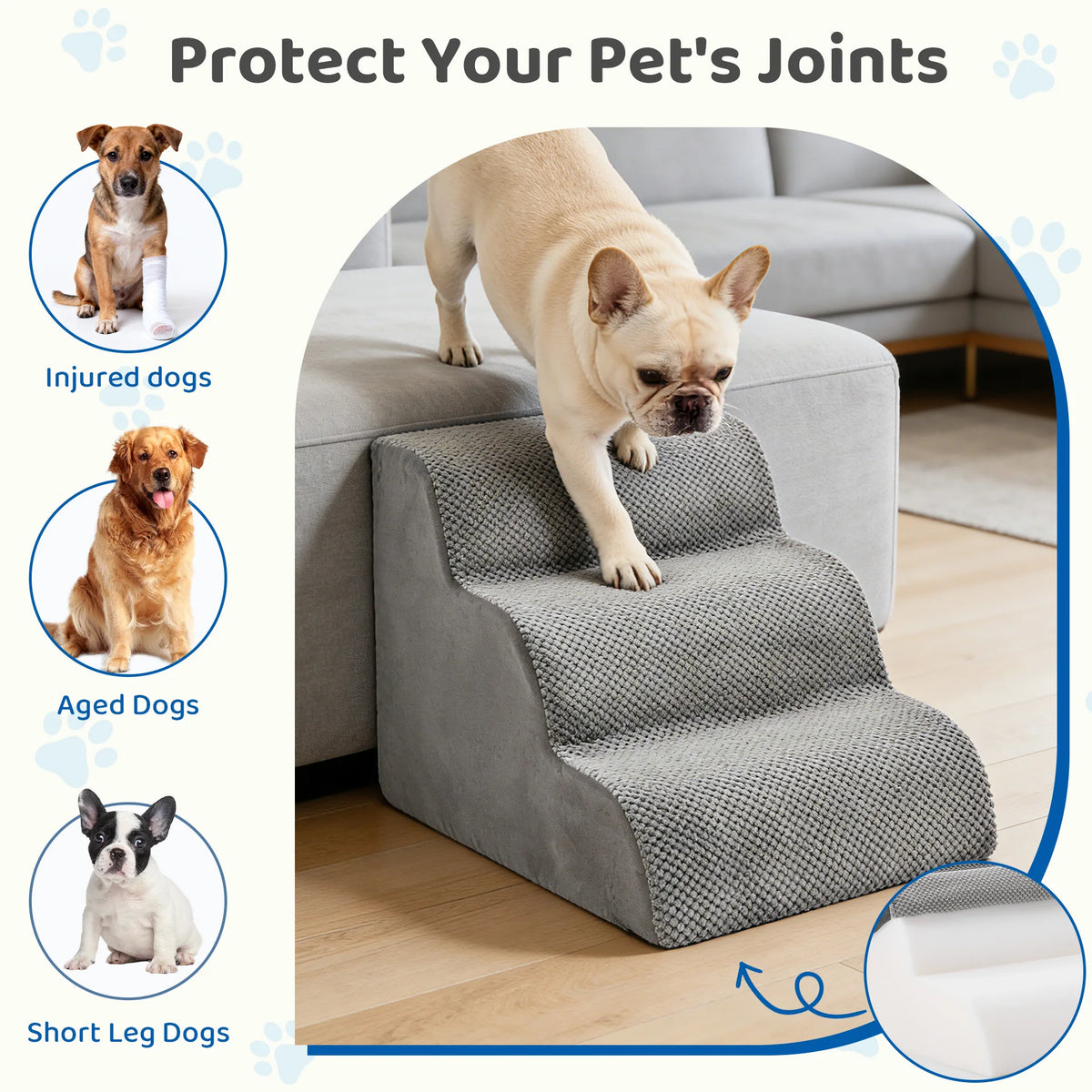 Curved Foam Dog Stairs With Non Slip Platform For Pets