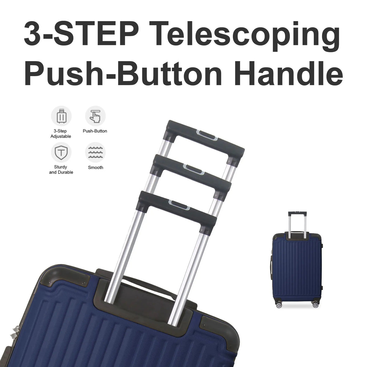 Premium Three Piece Hard Shell Luggage Set With Spinner Wheels