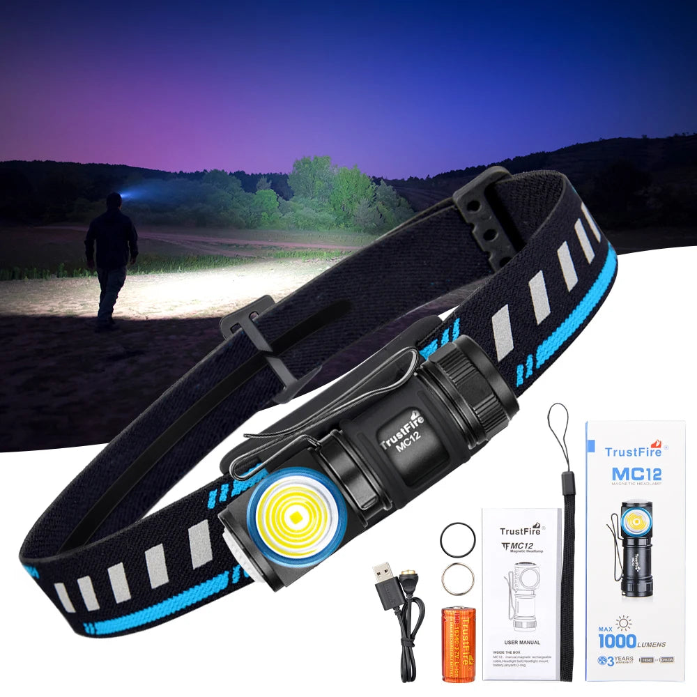 TrustFire MC12 Rechargeable Magnetic LED Headlamp 1000 Lumens