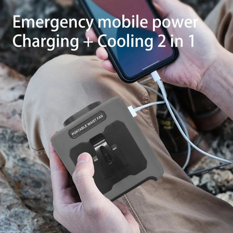 Neck Fan With Waist Clip And Integrated Flashlight Power Bank