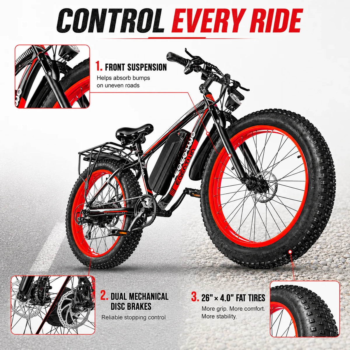 EOEOTWO 1500W Peak Fat Tire Electric Bike For Adults