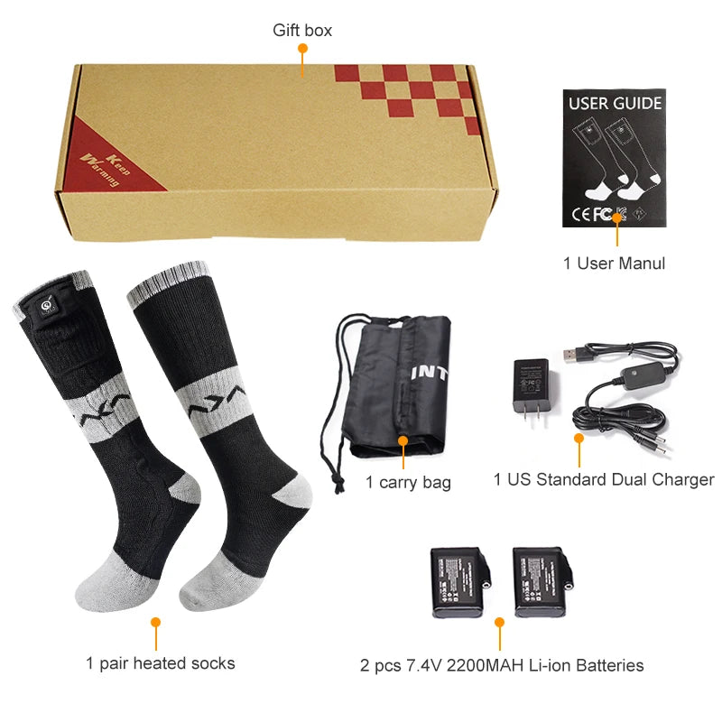Snowdeer Rechargeable Heated Socks Electric Winter Thermal Cycling Warmth