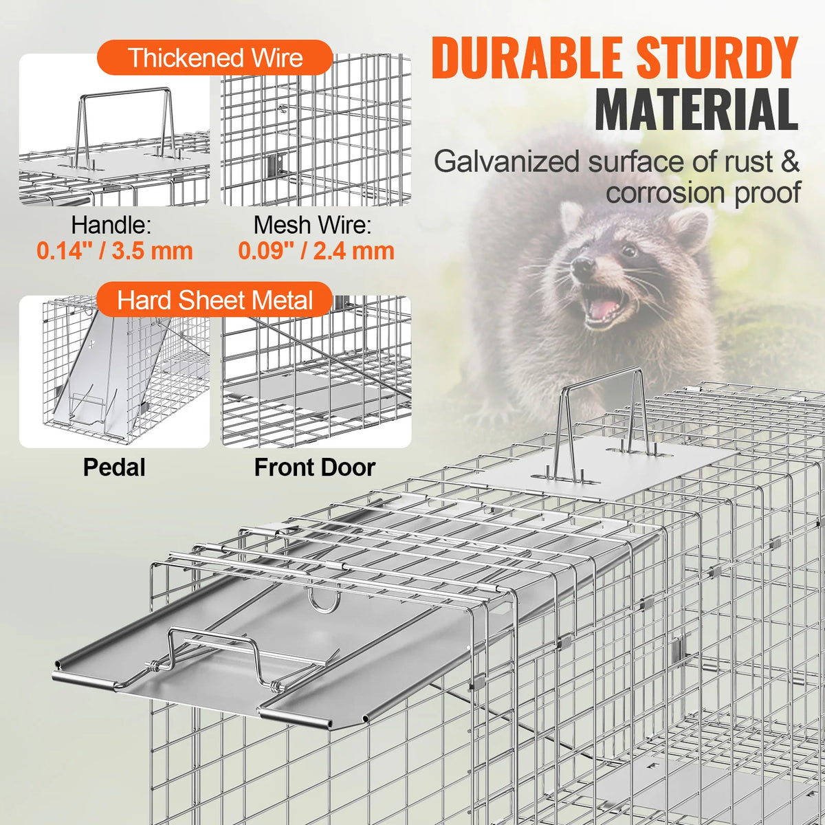 SucceBuy Galvanized Iron Humane Live Animal Cage Trap