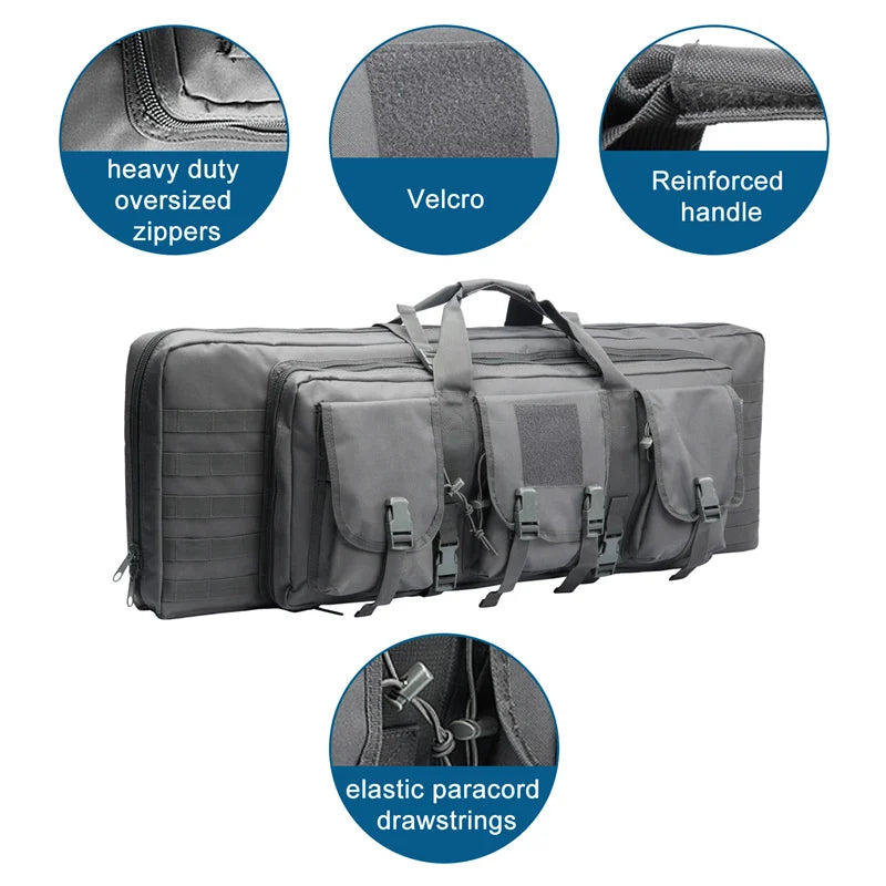 LQARMY Tactical Double Rifle Case Molle Hunting Airsoft Backpack