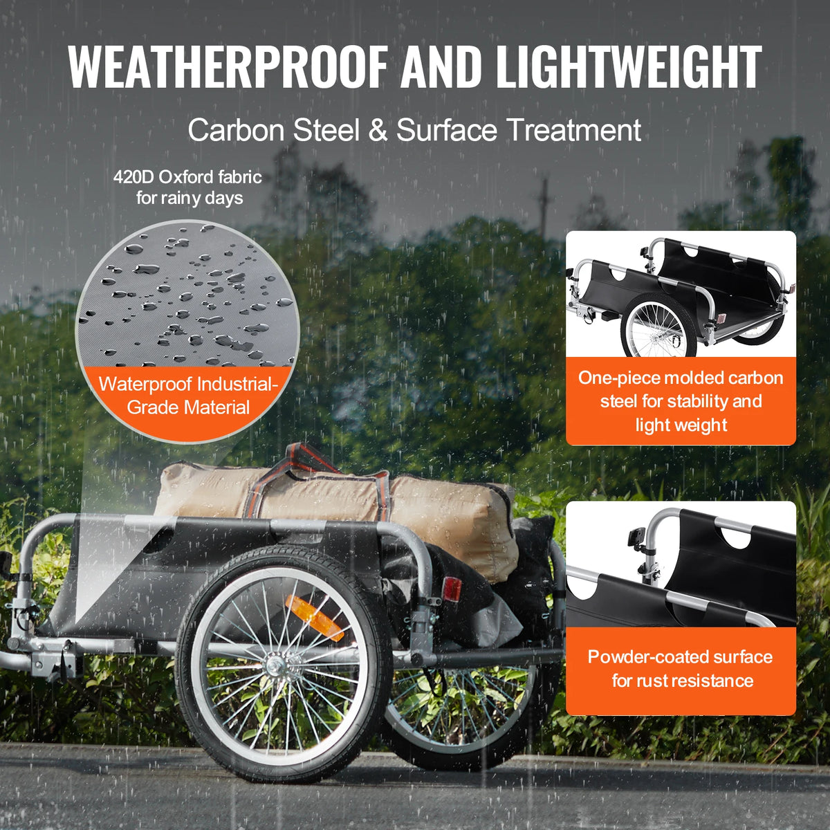 Foldable Aluminum Bike Cargo Trailer With Rear Axle Mount