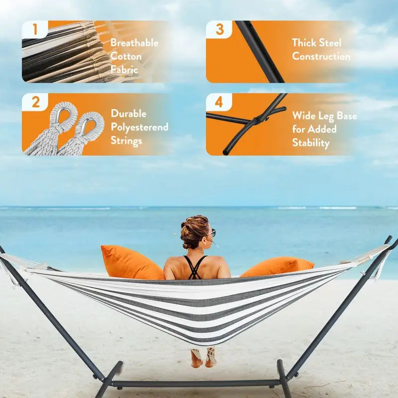 Gyroor Adjustable Stand Hammock With 600Lb Capacity For Outdoor Relaxation