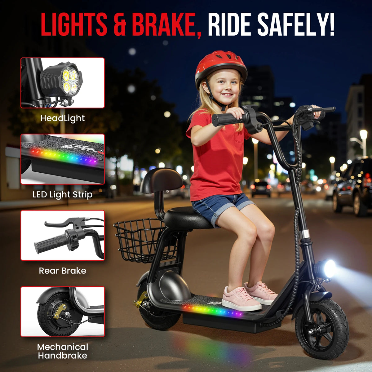 Eilleo Spacewalk Foldable Kids Electric Scooter With Bluetooth Speaker
