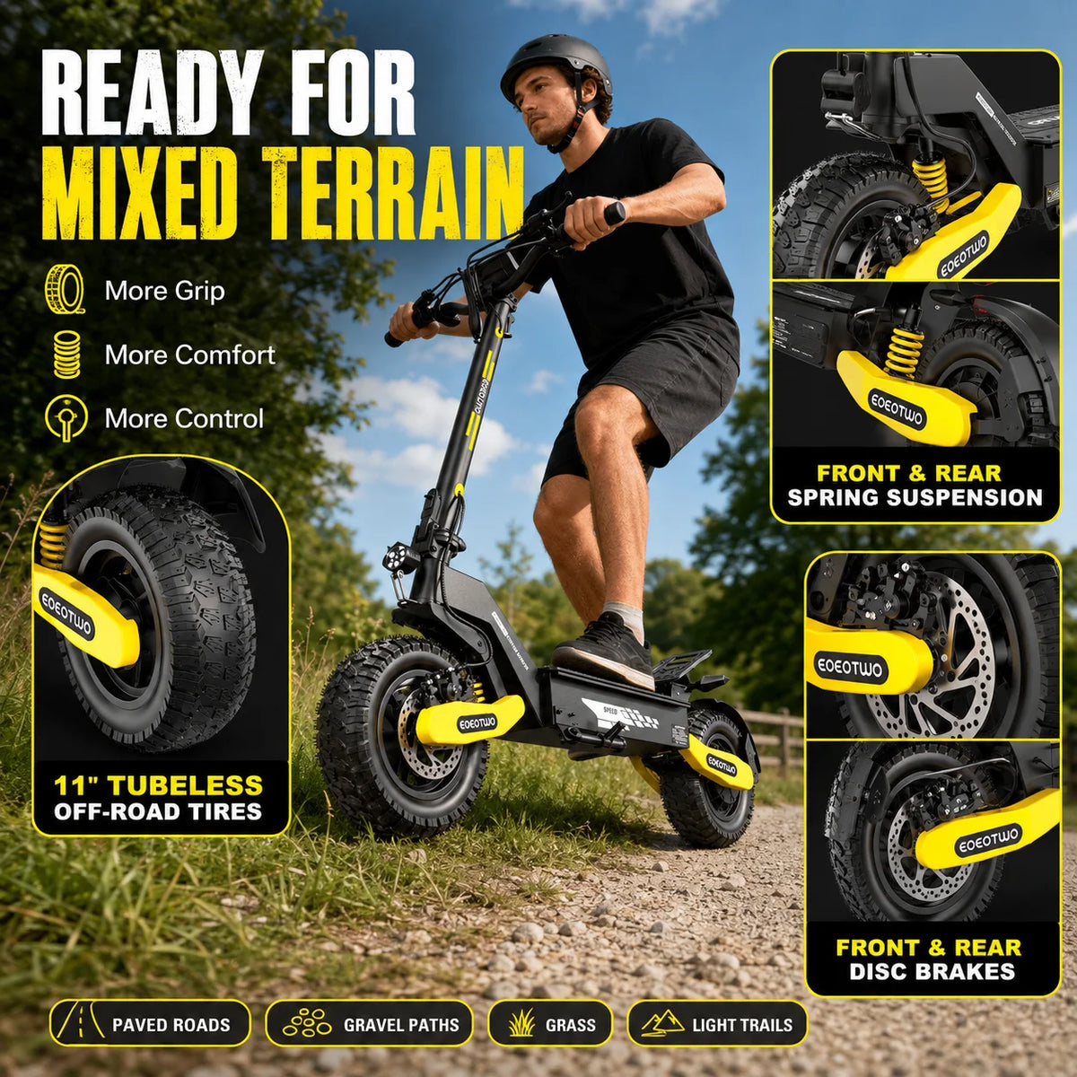EOEOTWO 1200W Off Road Electric Scooter For Adults