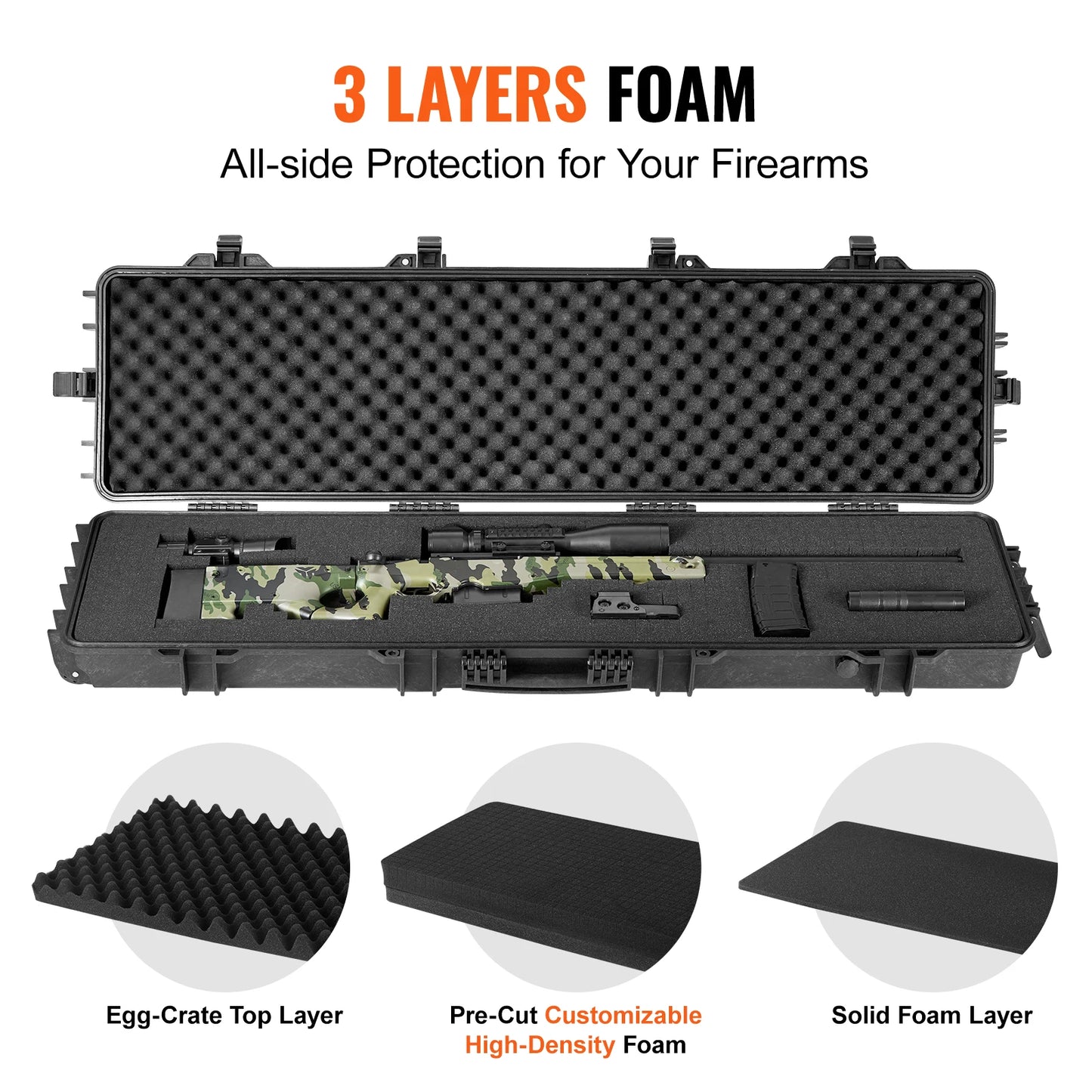 SucceBuy Portable Shockproof Rifle Hard Case With Casters
