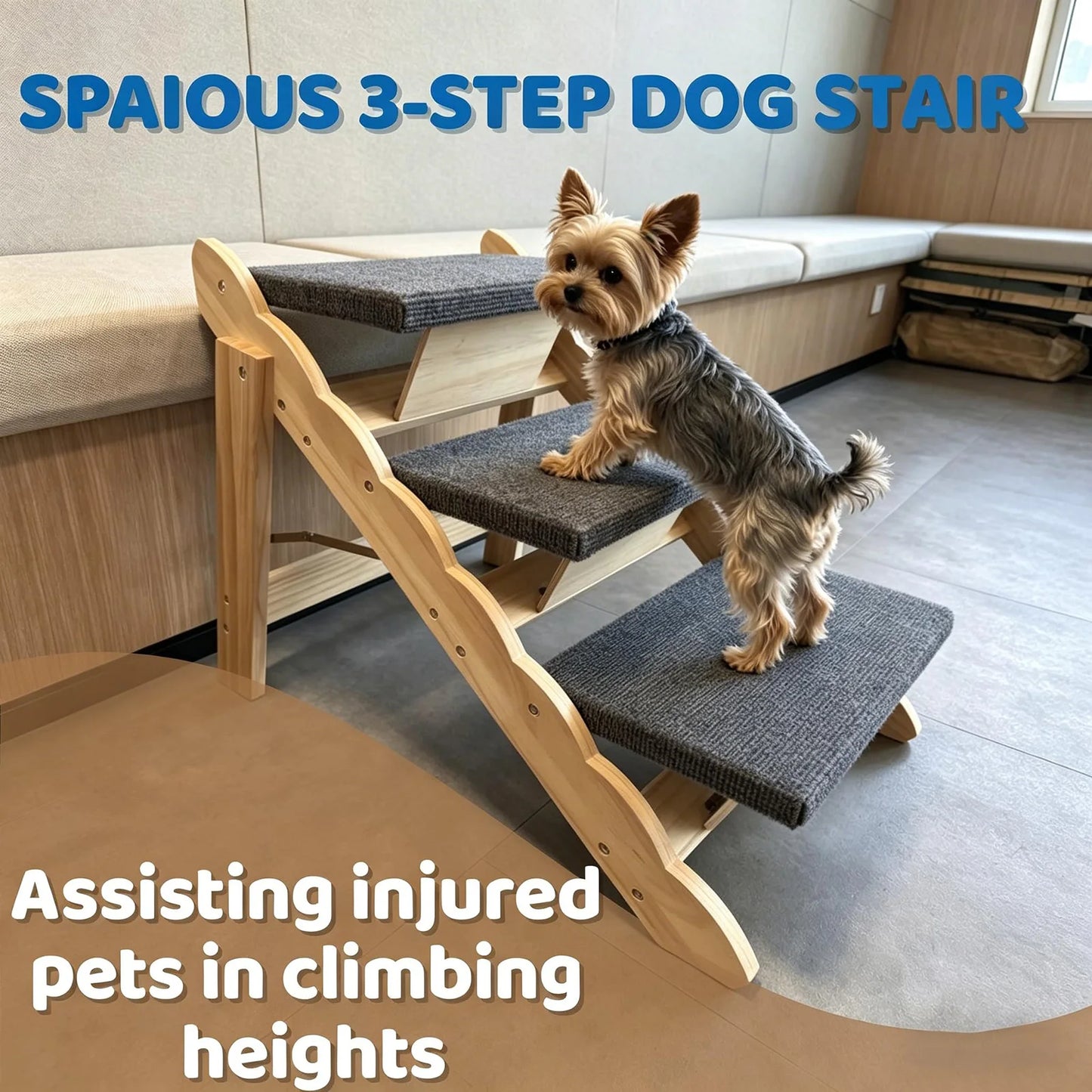 DishyKooker Foldable Wooden Pet Stairs And Dog Car Ramp