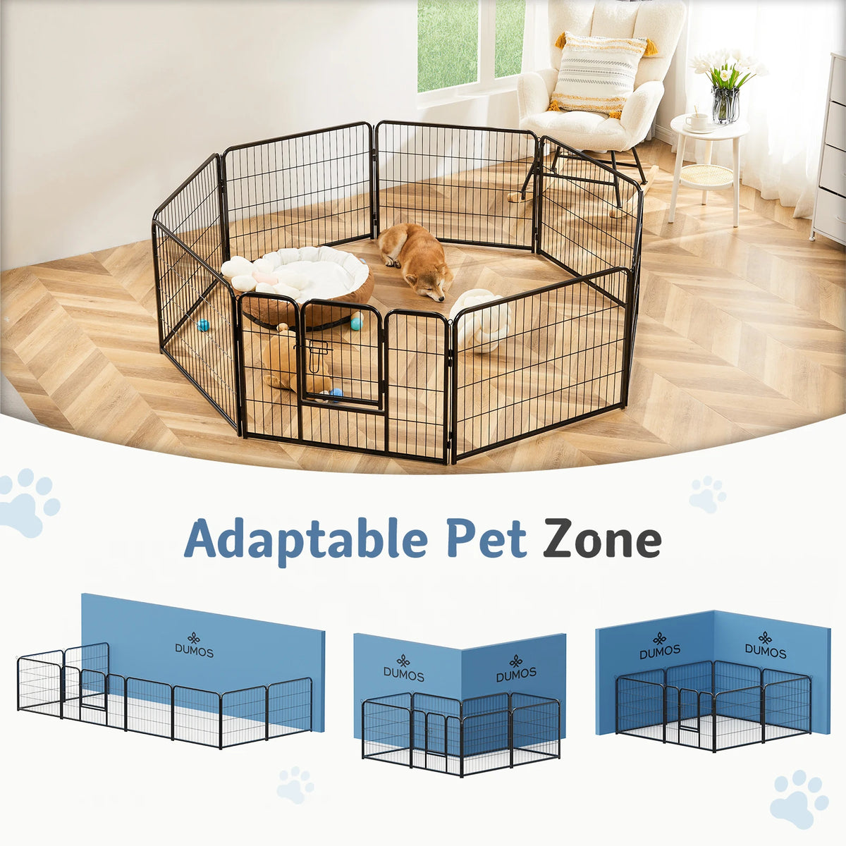 JHK Metal 8 Panel Dog Playpen Foldable Pet Exercise Fence
