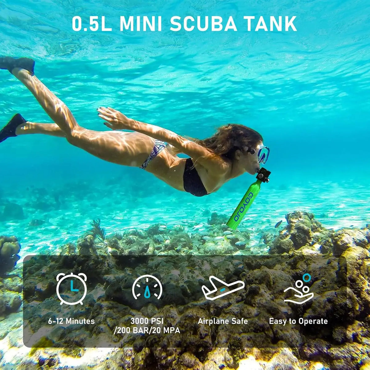 Goyojo Mini Reusable Scuba Diving Tank Cylinder Kit With Pump