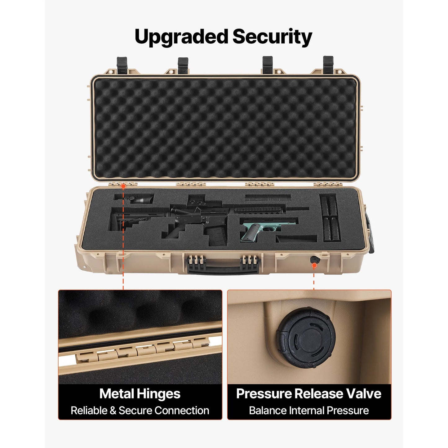 SucceBuy Hard Lockable Rifle Case With Wheels And Custom Foam Pads